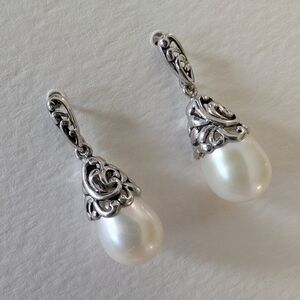Sterling Silver and Freshwater Pearl Stud Drop Earrings